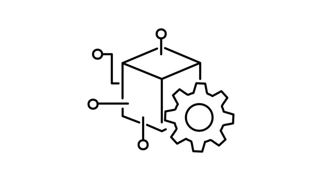 Utility Token Minimalist Black Line Vector Icon on White Background Representing Blockchain Technology, Digital Assets, and Software Development with Editable Stroke and Adjustable Line Weight.