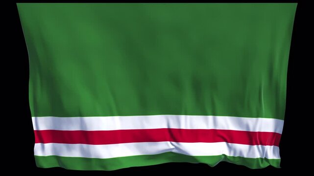 Chechen Republic of Ichkeria flag waving in the wind. Chechen identity history political movements. News visuals geopolitical topics documentaries educational web banners North Caucasus region.