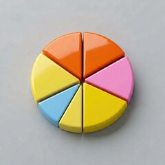 Fototapeta premium Colorful Pie Chart with Six Glossy Segments on Neutral Background