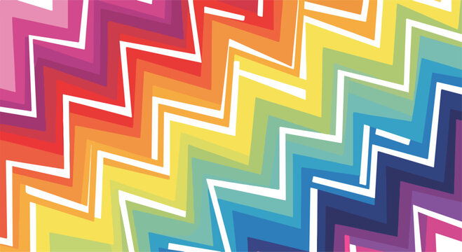 A colorful zigzag pattern with multicolored layers