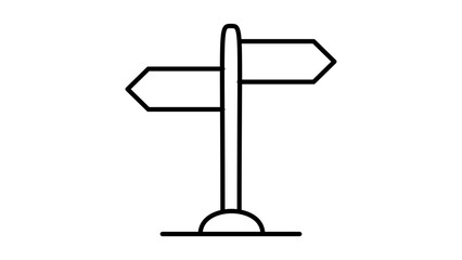 Career Path and Directional Signpost Minimalist Black Line Vector Icon on White Background, Representing Choice, Decision Making, and Navigation with Editable Stroke for Easy Customization. © Saad