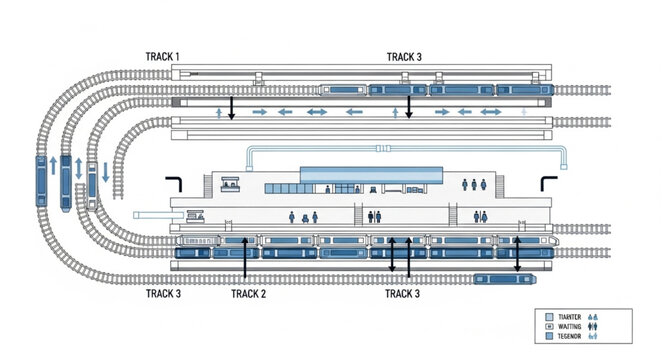 Detailed schematic diagram of a train station layout.