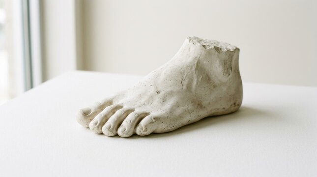 Detailed plaster cast of a human foot, artistic and anatomical study.