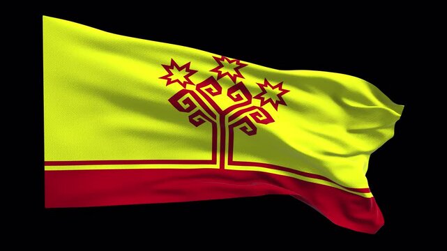 Chuvashia flag waving in the wind. Chuvash identity culture regional heritage within the Russian Federation. News visuals cultural documentaries educational travel web banners Russia.
