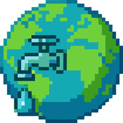 Fototapeta premium Eco Pixel Earth Illustration