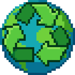 Fototapeta premium Eco Pixel Earth Illustration