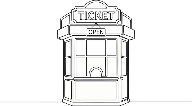 Ticket Booth Line Art Illustration