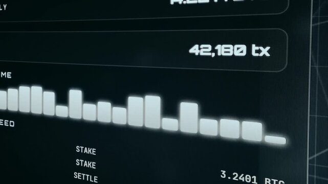 Dashboard for a cryptocurrency mining operation, transaction activity and node status