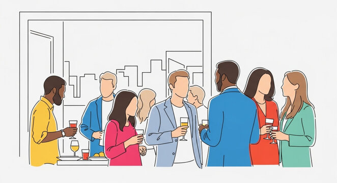 Diverse group of people socializing at a casual gathering event.