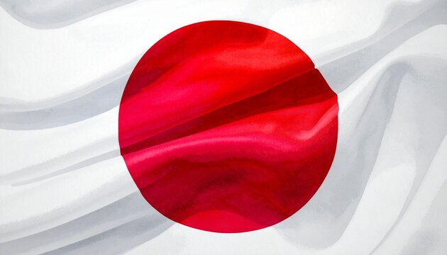 Japanese national flag Hinomaru with white field and central red sun circle, rippling fabric symbolizing identity, tradition, and enduring cultural heritage of the nation.
