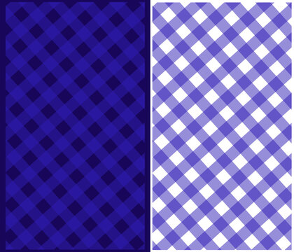 Two purple gingham patterns side by side with different shades and backgrounds isolated on transparent background