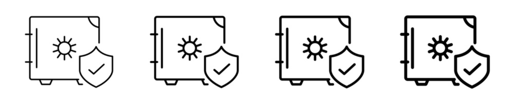 Secure bank vault protection line icon set design. Editable vector stroke icon