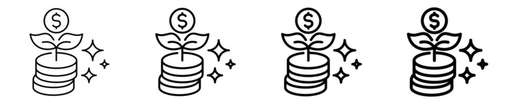 Money growth investment success line icon set design. Editable vector stroke icon