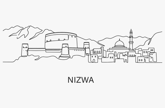 Flat Design one line without breaking the Khasab city.
