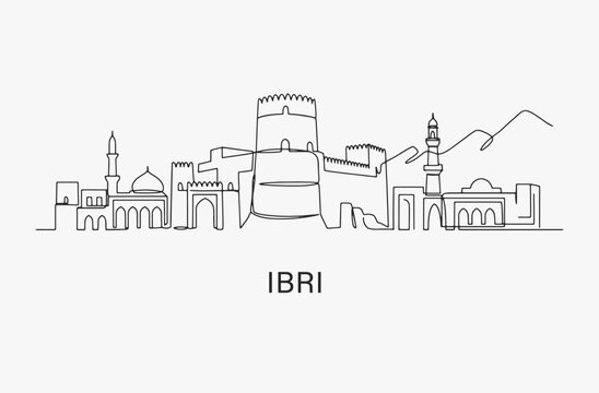 Flat Design one line without breaking the Ibri city.