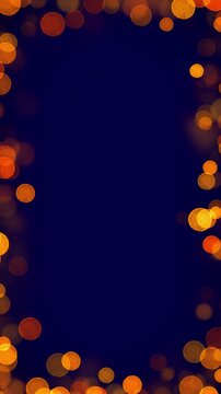 abstract gold city bokeh lights border frame glowing flicker animation ,golden yellow holiday christmas new year vertical social media motion background