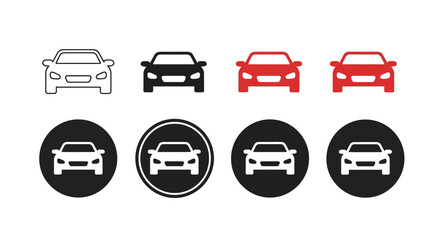 Fototapeta premium Various vector graphic car icons illustration featuring multiple styles, colors, and presentations for modern design.