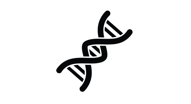 Simple black vector illustration of a DNA double helix representing genetics and biological science.