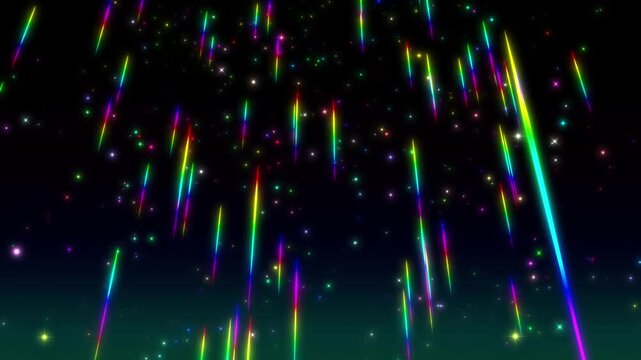 Rainbow-colored Light Streaks and Particles Abstract Background