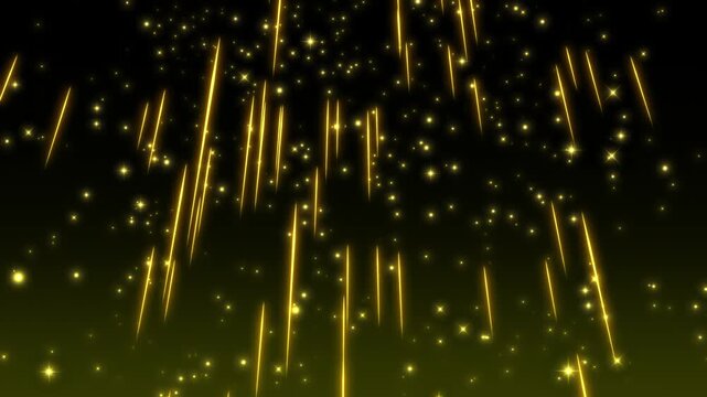 Yellow Light Streaks and Particles Abstract Background