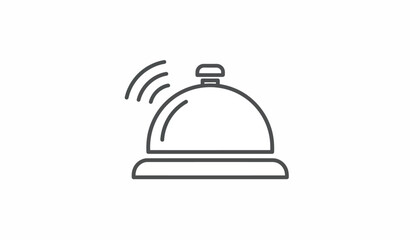 Fototapeta premium Cloche bell icon, restaurant service symbol, food cover illustration, line art logo