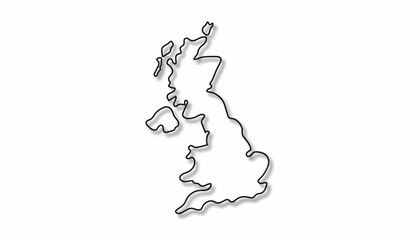 United Kingdom, UK map, vector outline, black illustration, geography shape © Adam