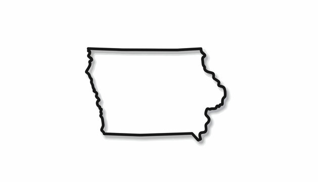 Iowa State Map Outline, Vector Illustration, Black Line Art, Geographic Boundary