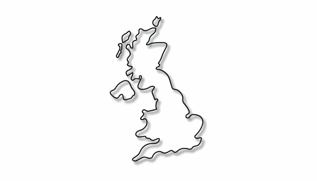 United Kingdom, UK map, vector outline, black illustration, geography shape