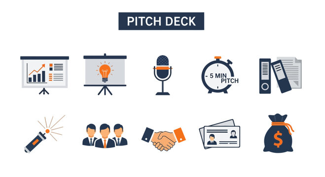 Business presentation and finance icons.