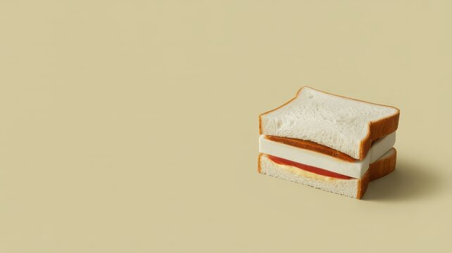 Japanese sando sandwich with white bread and red filling on a beige background