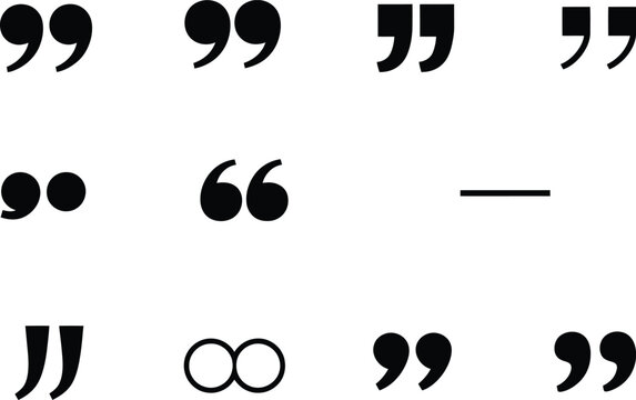 Collection of black quotation marks and infinity symbol