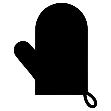 Simple black oven mitt vector illustration graphic design showcasing a kitchen safety tool for cooking and baking protection against heat with a minimalist style icon.