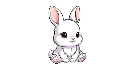 Obraz premium Cute pink bunny sitting, isolated on a transparent background