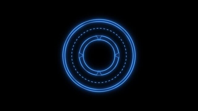 Futuristic HUD Circle Interface neon with Dotted Ring Centeron transparent background 4K alpha channel