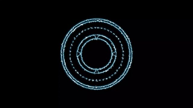 Futuristic HUD Circle Interface neon with Dotted Ring Centeron transparent background 4K alpha channel