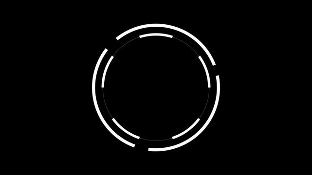 Futuristic HUD Circle Interface with Dotted Ring Centeron transparent background 4K alpha channel