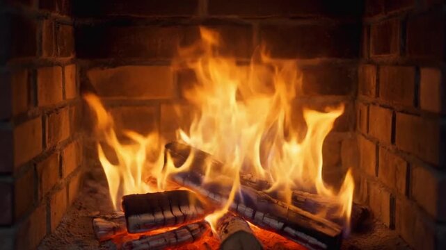 Cozy Fireplace Blaze Warm Hearth and Burning Logs