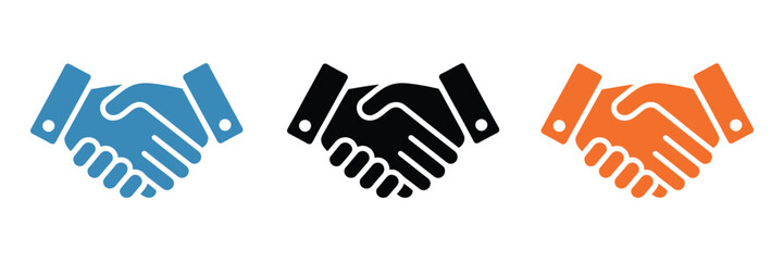 Fototapeta premium Handshake icon, business agreement graphics, friendly partnership symbols, multiple style variants, app website design, vector illustration