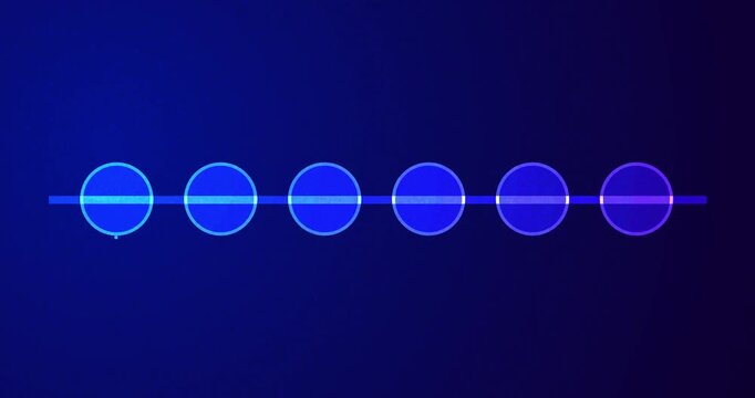 Bluish creative network timeline growth chart with circles blinking 4K. Tech company sales projection connected trunk like nodes chart. Corporate diagram showing data flow from one branch to another. 