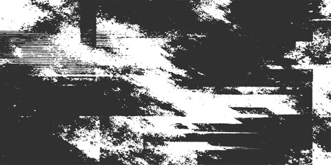 Abstract monochrome glitch background showcasing a visually striking display of digital distortion and disruption.  © DreamLoom