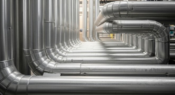 Interconnected Metal Pipes in Industrial Facility