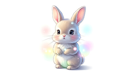 Fototapeta premium Magical baby bunny with wings and halo, fantasy isolated on a transparent background
