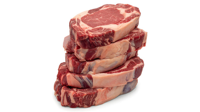 A stack of raw steaks  