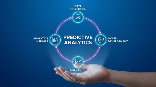 Predictive analytics concept with hand holding data cycle