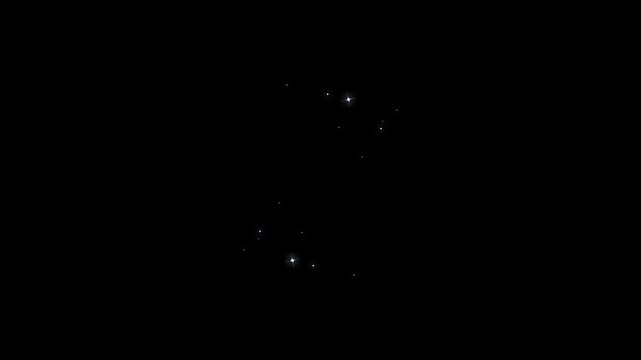 White glitter star circle trail animation with sparkling light particles, twinkle magic dust flow, shimmering bokeh stardust path on black background, premium festive effect in 4k