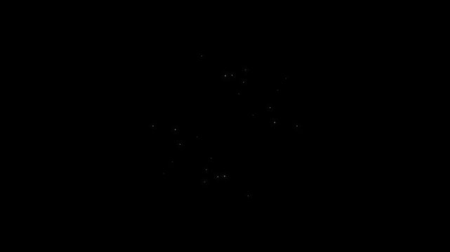 White circle glittering star trail, 2d magic sparkle animation, luxury white glitter particles, twinkling pixie dust path, shimmering bokeh lights, fairy wand starlight on black screen, 4k video
