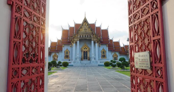 Wat Benchamabophit the Marble Temple sunset light in Bangkok city sightseeing travel Bangkok Thailand