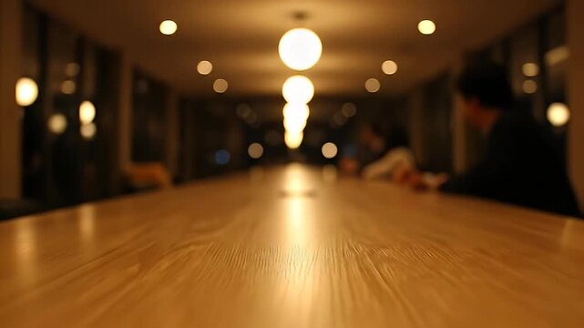 Meeting Table with Corporate People and Modern Interior Design