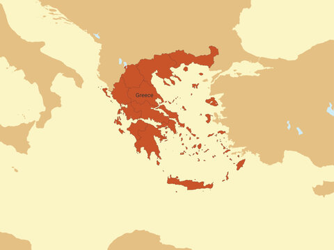 Greece map flat vector illustration.