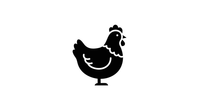 Simple black chicken icon on white background. Vector illustration of a bird.